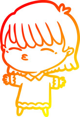 warm gradient line drawing cartoon woman