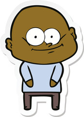 sticker of a cartoon bald man staring