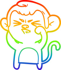 rainbow gradient line drawing cartoon angry monkey
