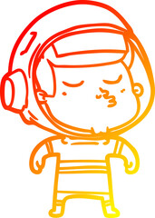 warm gradient line drawing cartoon confident astronaut