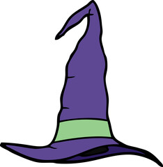cartoon doodle witch hat