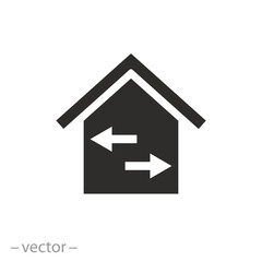 designation for indoor use icon, inside the house, for interior work, flat symbol on white background - vector illustration
