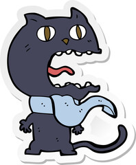 sticker of a cartoon frightened cat