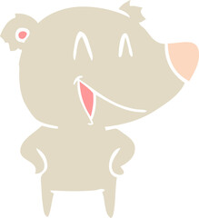 laughing bear flat color style cartoon