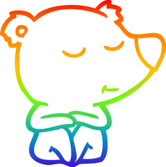 rainbow gradient line drawing happy cartoon polar bear