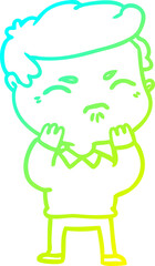 cold gradient line drawing cartoon annoyed man