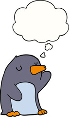 cartoon penguin and thought bubble