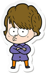 sticker of a cartoon woman