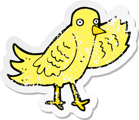 retro distressed sticker of a cartoon waving bird