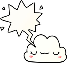 cute cartoon cloud and speech bubble in smooth gradient style