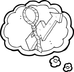 thought bubble cartoon work tie and arrow progress symbol