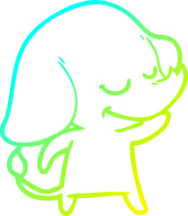 cold gradient line drawing cartoon smiling elephant