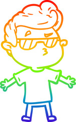 rainbow gradient line drawing cartoon cool guy