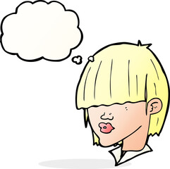 cartoon fashion haircut  with thought bubble