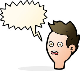 cartoon shocked man with speech bubble