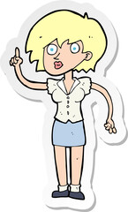 sticker of a cartoon woman with question