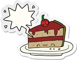 cartoon cake and speech bubble sticker