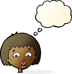 cartoon shocked expression  with thought bubble
