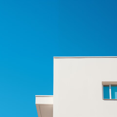 Minimal building for abstract background., Colorful minimal building with blue sky, clear sky, nature light.