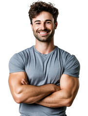 Obraz premium Smart attractive professional trainer isolated transparent background