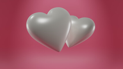 two hearts, 3d render, love concept. alpha channel