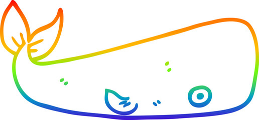 Obraz premium rainbow gradient line drawing cartoon sea whale