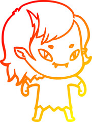 warm gradient line drawing cartoon friendly vampire girl