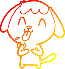 warm gradient line drawing cute cartoon dog