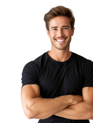 Obraz premium Smart attractive professional trainer isolated transparent background