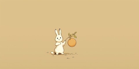 White Rabbit Holding an Orange