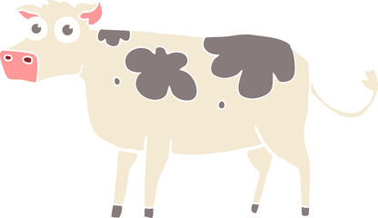 flat color illustration of a cartoon cow