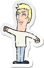 retro distressed sticker of a cartoon annoyed man