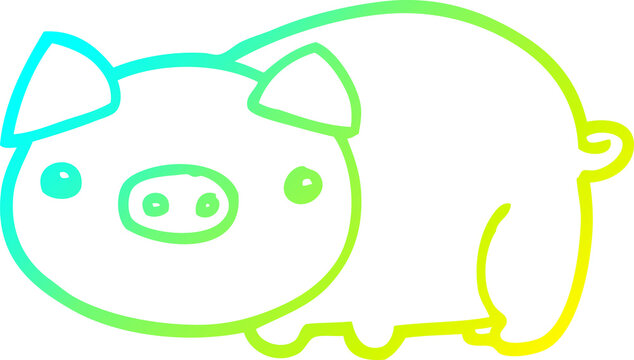 recommend clip art: cold gradient line drawing cartoon pig