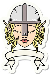 elf fighter character face with banner sticker