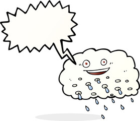 cartoon rain cloud with speech bubble