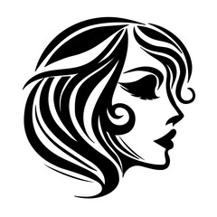 Vector illustration of a stylized woman's face on white separate background
