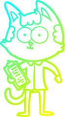 cold gradient line drawing happy cartoon salesman cat