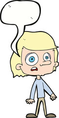 Obraz premium cartoon worried boy with speech bubble