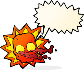 cartoon halloween skull symbol with speech bubble