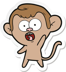 sticker of a cartoon shocked monkey