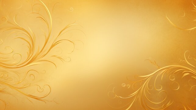 Golden Background With Swirls and Leaves