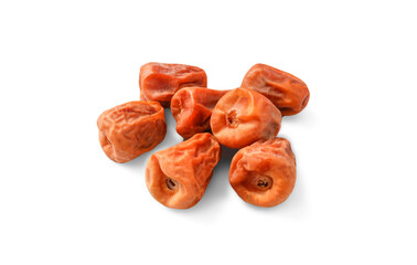 Dried dates on a white background