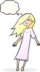 Fototapeta premium cartoon ghost like girl with thought bubble
