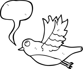 speech bubble cartoon bird flying