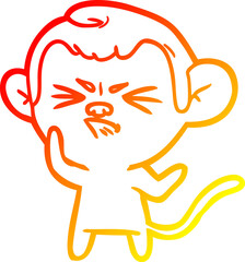 warm gradient line drawing cartoon annoyed monkey