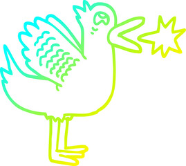 cold gradient line drawing cartoon flapping duck