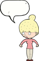 cartoon woman staring with speech bubble