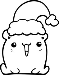 cute cartoon bear with christmas hat