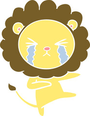 flat color style cartoon crying lion