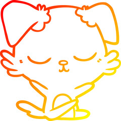 warm gradient line drawing cute cartoon dog